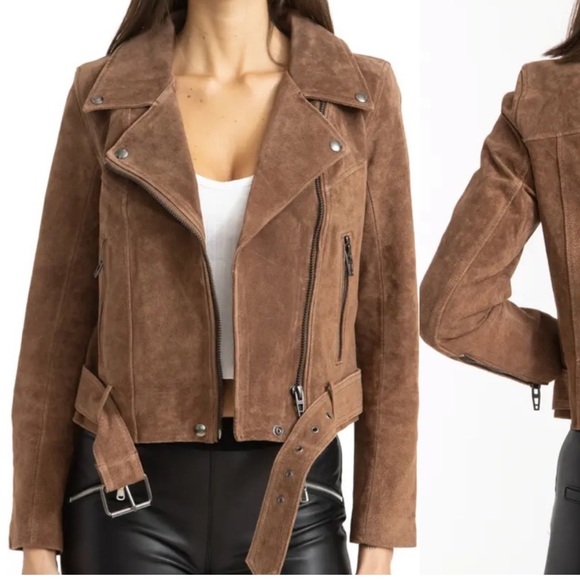 Blank NYC Jackets & Blazers - Blank NYC Tan Suede Moto Jacket